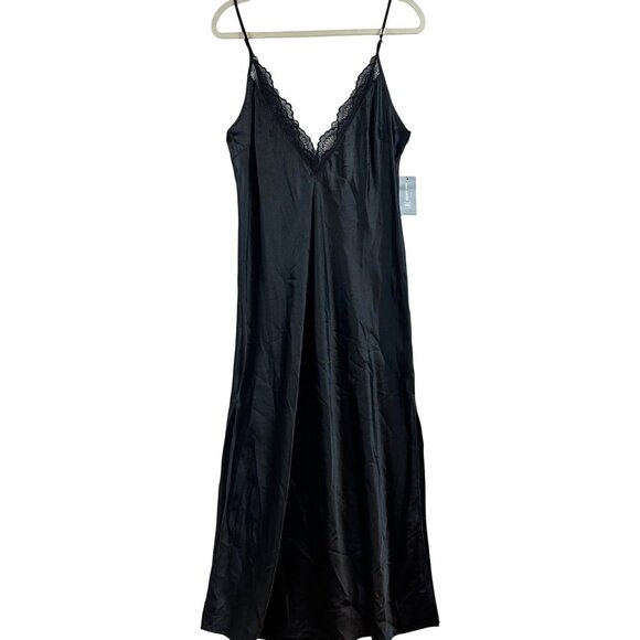 NWT INC International Concepts Black Slip Dress Size M Satin Fairy Whimsigoth - Picture 1 of 10
